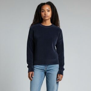 Wilfred Dark Blue Essential Chenille Crewneck Sweater Open Stitch Sz XS